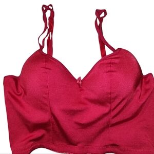 Women's Red Corset Bra Top With Side Boning Size 34B